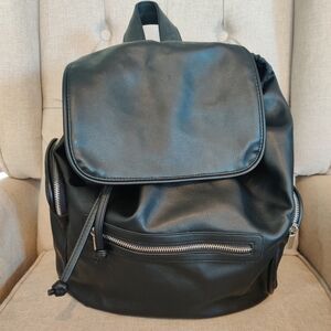 Black leather backpack silver hardware Wild fable